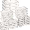 28 Pack Rectangular Mixed Sizes Clear Plastic Storage Containers Box with Hinged Lid for Beads and Other Small Craft Items