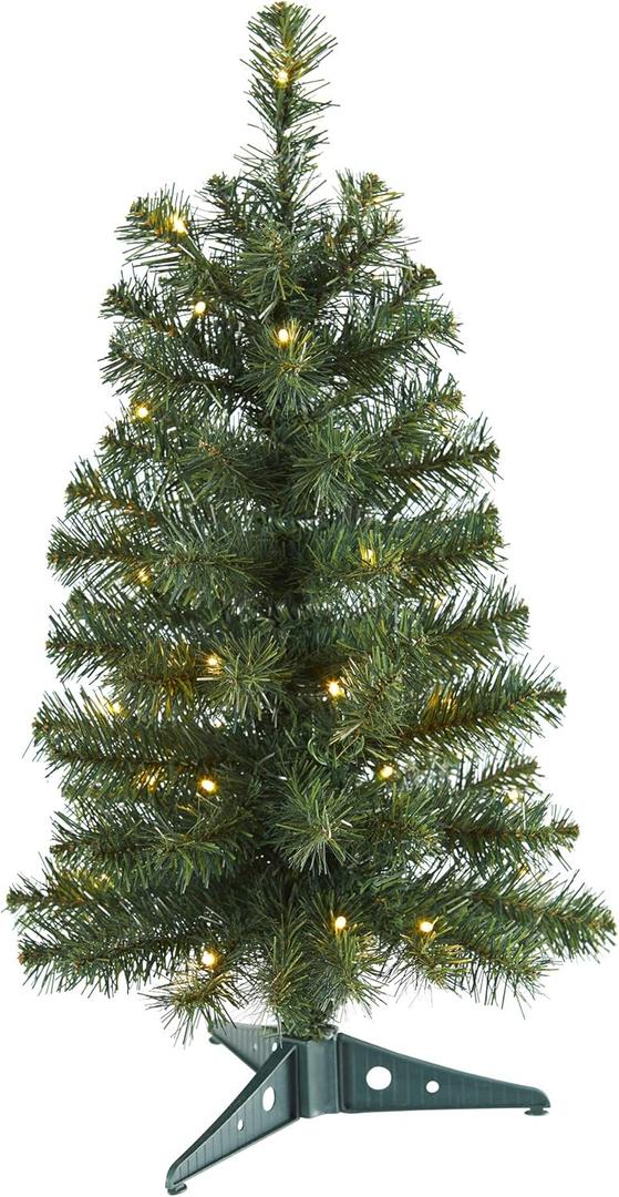 Nearly Natural 2ft. Green Artificial Christmas Tree with 35 LED Lights and 72 Bendable Branches