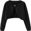 Miccina Girls Bolero Cardigan Sweater Toddler Kids Long Sleeve Button Knit Shrug Cropped Cover Up Jacket Tops 7-8 Years