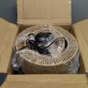 Boho Rattan Floor Lamp With Hand-Woven Wicker Shade for Living Room,Modern 3-Tier Tall Floor Lamp with 3 Color Temperatures Remote & Dimmable 9W Bulb for Dining Room Bedroom Office Hotel (Brown)