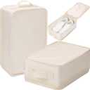 tianzong 2 Pack Plaid Travel Shoe Bag with Carry Handle & Mesh Pocket - Shoe Organizer for Sneakers, Heels, Sandals, Gym, Laundry (Beige)