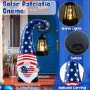 Patriotic Gnome Statue with Solar Lights 4th of July Large Garden Sculptures Red White and Blue Gnome Outdoor Patio Lawn Yard Garden Decor Gifts 4th of July Gnome 250th Anniversary Decoration