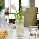 Thickened Crystal Glass Vase for Mom Decor 7.5'' Clear Flower Vases for Centerpieces Living Room Kitchen Office Wedding, Dewdrop Design