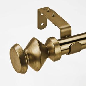 1-1/8 Inch Diameter Warm Gold Curtain Rods with Modern Geometric Finials, 36-72'' Telescoping Single Curtain Rods for window width 24-68 inch, 1 pack