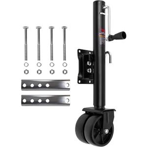 2000 lbs Trailer Jack with Wheel, with Bolt-on Mounting Hardware, 12 Inch Lift, Capacity Swivel Boat Trailer Jack with Dual Wheel 6 Inch Swing Back RV Camper