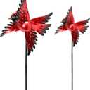 MUMTOP Cardinal Wind Spinner Outdoor, 2 Pack Metal Red Birds Windmill for Yard Art, Garden Decor