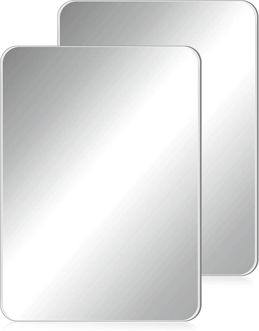 Blulu 2 Pcs Magnetic Locker Mirror Small Real Glass School Rectangular Locker Magnetic Makeup Mirror for Bathroom Household Refrigerator Cabinet(12 x 16 Inches)