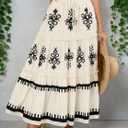 SOFIA'S CHOICE Western Boho Maxi Skirt for Women High Waisted Tiered A Line Flowy Long Skirts Beach Vacation (White, XL)