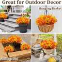 16 Bundles Artificial Mums for Outdoors/Indoors Faux Mums for Outdoor Planters, Eucalyptus Leaves Fall Flowers Artificial for Decoration Boxwood Garden Porch Window Home Wedding (Yellow&red Green)