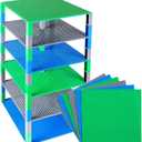 Strictly Briks Compatible with Lego Toy Building Block - Stackable Baseplates 10" x 10" Brik Tower for Ages 3 Years and Up, 6 Baseplates & 50 Stackers in Blue Green & Gray, 56 Pieces