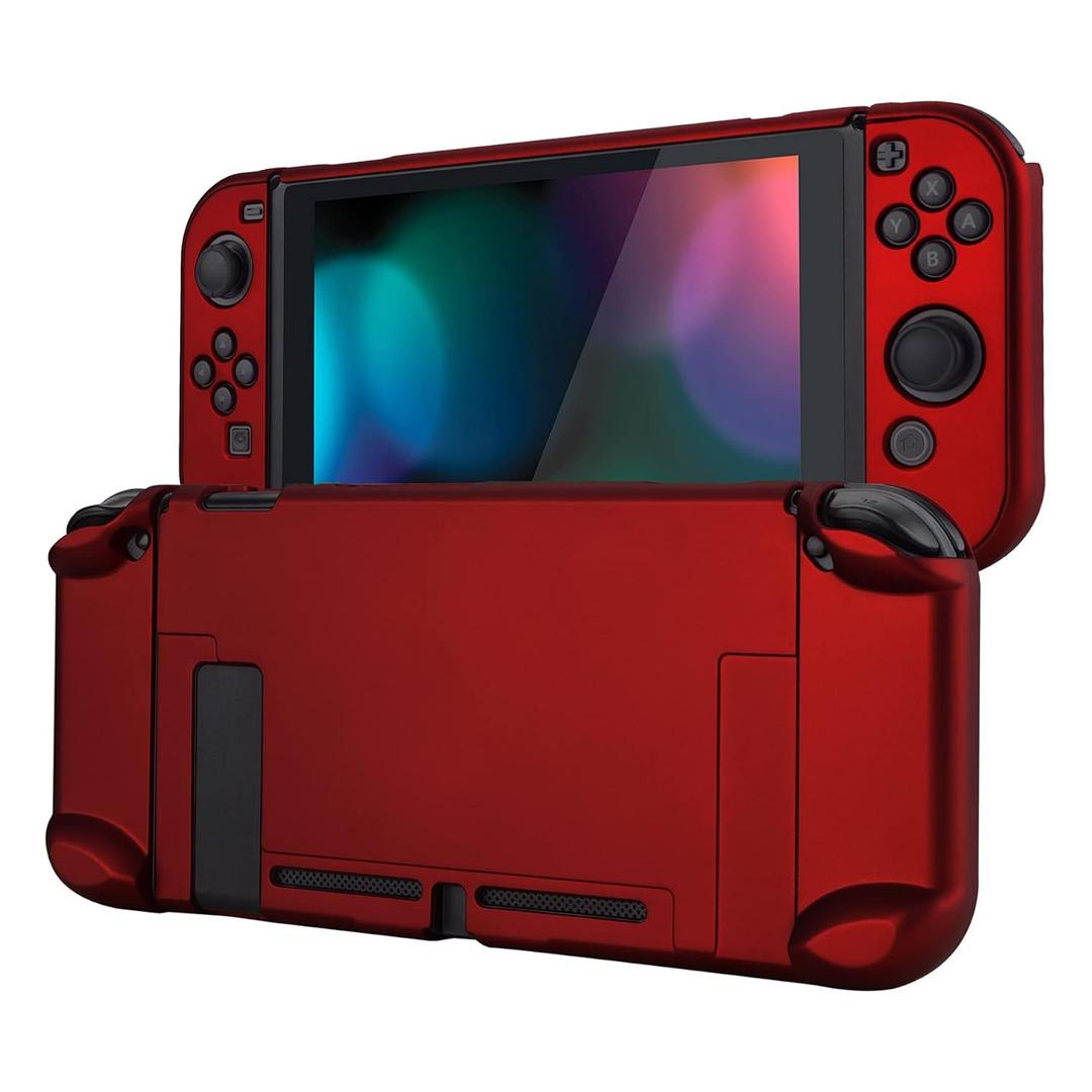eXtremeRate PlayVital Back Cover for Nintendo Switch Console, NS Joycon Handheld Controller Separable Protector Hard Shell,Dockable Protective Case for Nintendo Switch - Scarlet Red (NOT for Switch 2)