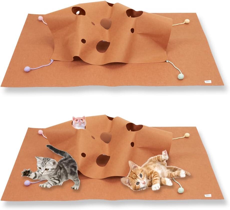 Cat Play mat Interactive,cat Activity mat with Holes, cat Toy Rolling Balls Breathable Activity Interactive Pad Simulated Hunting Cat Toys,Foldable cat Wave Rug cat Toy
