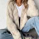 Women's Faux Fur Cardigan Sweaters Fuzzy Button Up Sweaters Long Sleeve V Neck Knit Top Outerwear (M)