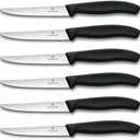 Victorinox 6.7233.6 Swiss Classic Steak Knife Set Ideal for Slicing a Wide Variety of Steak Cuts Serrated Blade in Black, Set of 6