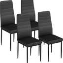 FDW | Dining Chairs | Set of 4 | Black | 4 Upholstered Kitchen Chairs with Faux Leather Cushions | Modern and Space-Saving | Waterproof and Easy to Clean | Easy to Assemble | For Dining Room