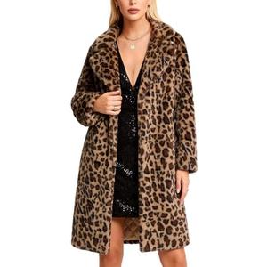 YIGAMA Womens Long Faux Fur Coats Lapel Faux fur Jacket Fluffy Coats Fuzzy Winter Jacket with Pockets, Size XL