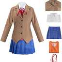 Juejuezi Doki Doki Monika Outfit Yuri Uniform Dress Sayori Cosplay Costume Women Pleated Skirt Shirt Set Halloween Large