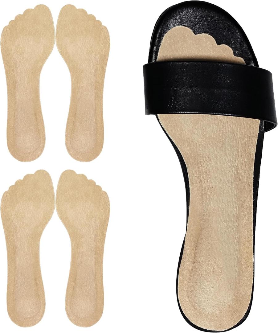 2 Pairs Pigskin High Heel Sandal Inserts for Women, Anti Slip & Sweat Cushioning Insoles for Flats Dress Shoes, Self-Adhesive Leather Inserts Relief Blister Callus Pain, Large 8-12 Size