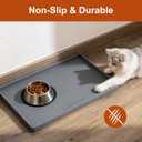 Extra Thick Silicone Mat Waterproof with Raised Edge 19 x 12, BPA Free Non-Slip Dog & Cat Food Mat, Feeding Mat for Food and Water Bowls, Spill Proof Mat to Protect Floors, Gray