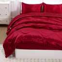 A Nice Night Satin Silky Soft Quilt Luxury Super Soft Microfiber Bedding Comforter Set Full/Queen, Light Weighted (Red, Queen)