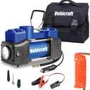 Blue Tire Inflator Portable Air Compressor, Heavy Duty Double Cylinders Auto Pump, 12V Portable Air Compressor Pump with Emergency LED Light - 150PSI Tire Pump, Apply to Car, SUV, RV