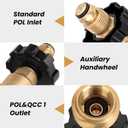 100lb Propane Tank Adapter, Universal Fit POL Propane Tank Adapter Converts POL to QCC1, LP Tank Adapter Old to New Connection Type, Solid Brass