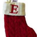 St. Nicholas Knit Monogram Fabric Christmas Stocking (E)