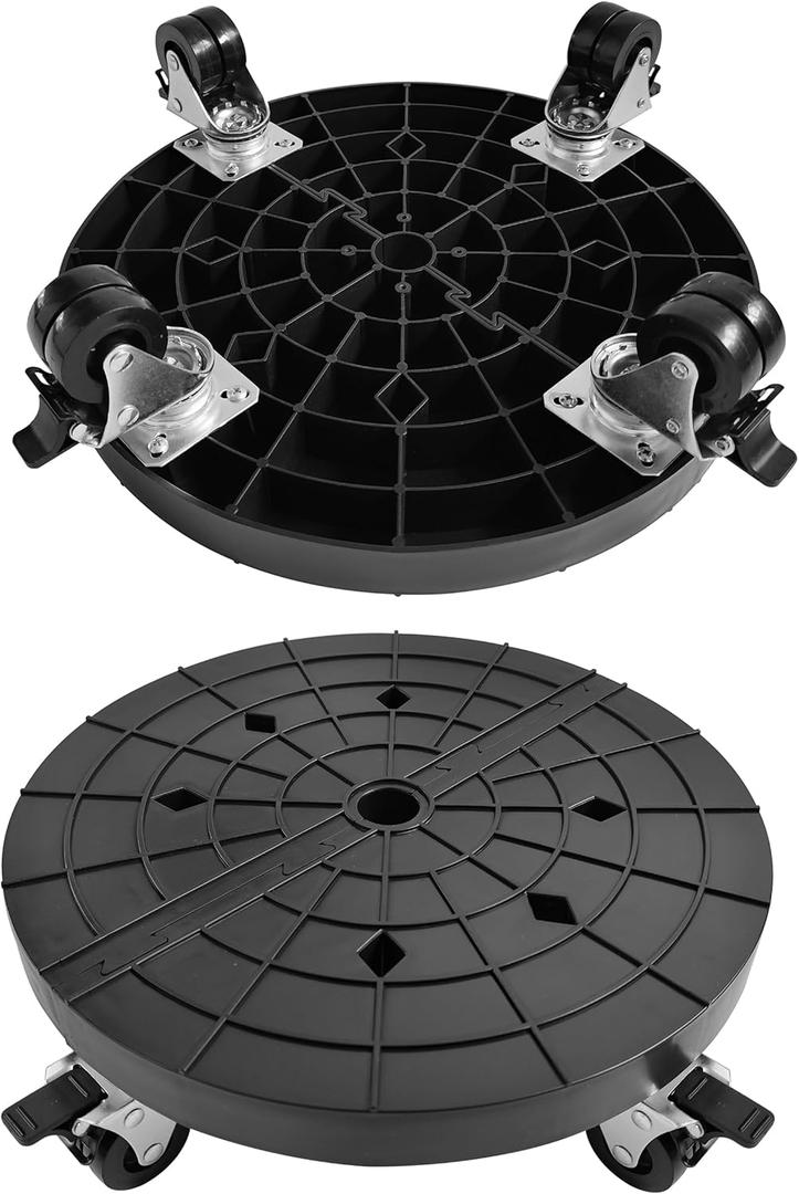 NOAMOO 14 Inch Plant Caddy with Wheels Outdoor Indoor, Rolling Plant Stand for 400lb Heavy Duty Flower Pots, Round Plant Rollers Lockable Potted Planter Dolly, Black