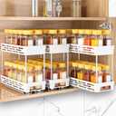 Pull Out Spice Rack Organizer for Cabinet, 3 Packs Slide Out Spice Racks Organizer, Spice Cabinet Organizers, Cabinet Size Need:12'' Highx11'' Deepx5'' Wide,Each Tier Hold 10 Spice Jar - 2 Tier, White
