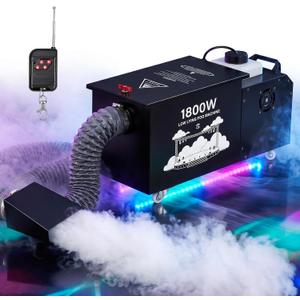 Low Lying Fog Machine, 1800W Compact Floor Fogger | DMX512, Wireless Remote & Manual Control | Water Based Ground Fog Machine for Parties, Haunted Houses & DJ Events | High Output Massive Fog