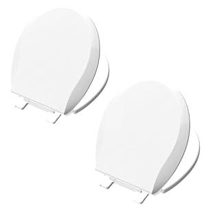 Aünsffer Toilet Seat Round Soft Close 2 PACK, Toilet lid Round Slow Close 16.5 inch, PP Material Safe and Easy Clean, Quick Installation & Never Loosen, Comfortable Ergonomic Design (White, 2 Pack)