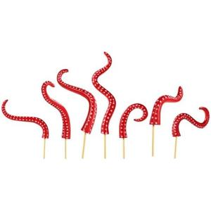 7pcs Octopus Tentacle Plant Stakes, Glow in The Dark House Plant Decorative Accessories Set of 7 Sea Monster Tentacles Garden Decorative Stakes for Planter Plant Pots Decor Decoration (Red)