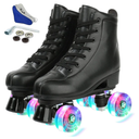 Jessie PU Leather Skates - Premium Adjustable Four-Wheel Roller Skates for Women, Men, Boys & Girls - Indoor & Outdoor. Size 41
