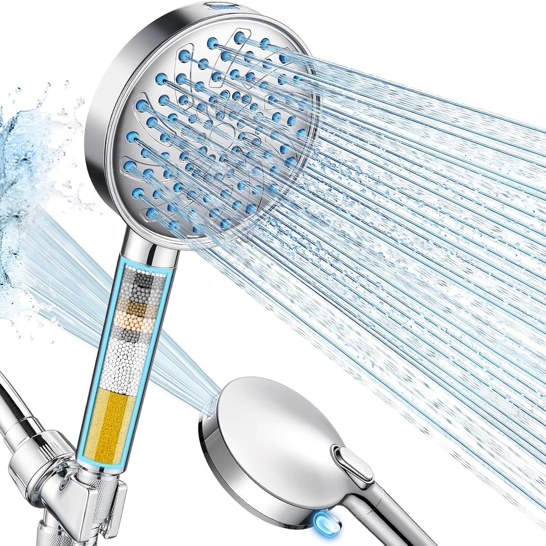 Cobbe Filtered Shower Head with Handheld, High Pressure 7-mode Showerhead with Filters for Hard Water - Remove Chlorine - Reduces Dry Itchy Skin, Patented Paddle Shift Design, Chrome (3. Chrome Plated)
