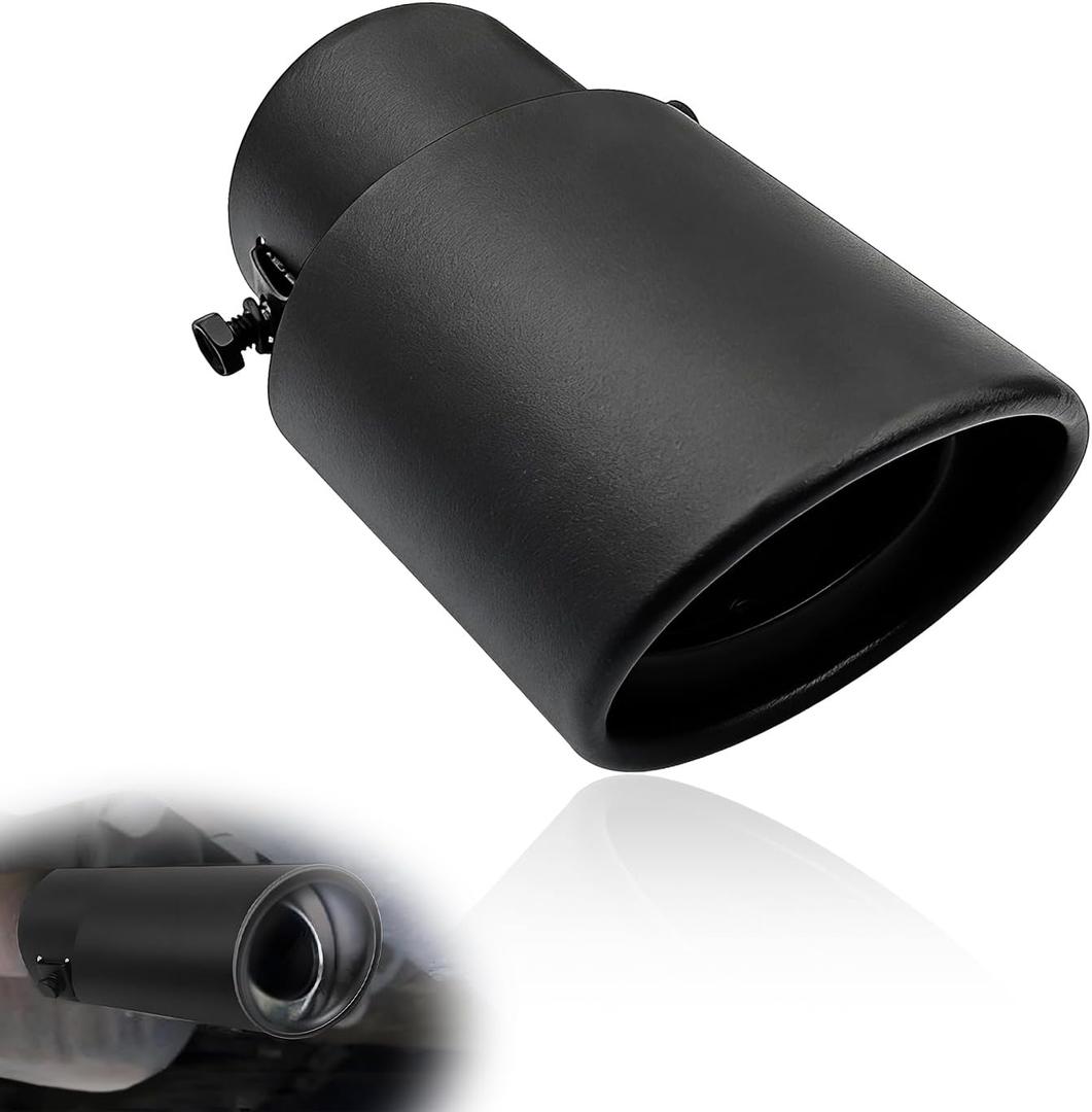 Stainless Steel Car Exhaust Tip, 2.5" Inlet 3.3" Outlet, Steel Exhaust Tips, Universal Car Exhaust Pipe Modification Tail Throat Tail Pipe, Fit for Most Cars (Straight, Black)