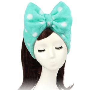 Shintop Sweet Super Soft Caroset Polka Dots Wash Cosmetic Headband Hairlace (Green)