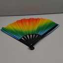 Folding Fan UV Glow Rave Bamboo Hand Fan Carnival Decoration Dancing Party Wedding Night Club Concert Tai Chi Kung Fu Large (Multicoloured-20)