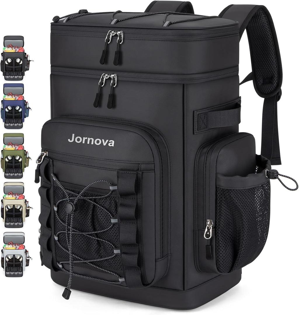 Insulated Cooler Backpack, 40L Leakproof Backpack with Double Compartments for Men & Women, Large Lunch Cooler for Camping, Beach, Travel, Picnic, Up to 48 Cans (Black)