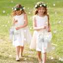 1 Pack Wedding Flower Girl Basket with 200Pcs Silk Petals, Pearl Handle and Ribbon Bow Wedding basket - Artificial Flowers for Romantic Night Bridal Party Home Decorations(Ribbon Bow)