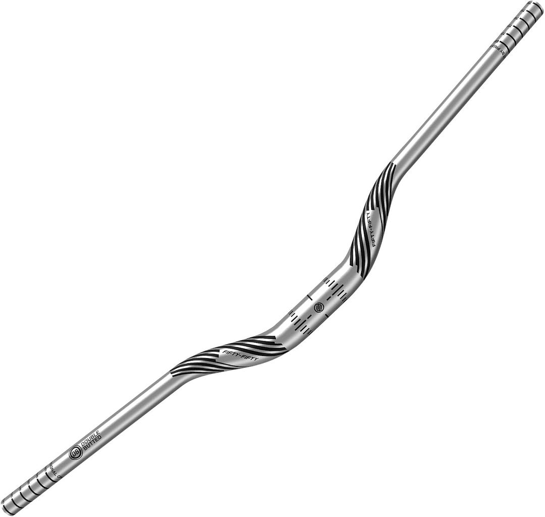 FIFTY-FIFTY Mountain Bike Riser Handlebar, Aluminum Alloy MTB Handlebar, 31.8mm Diameter, 780mm Wide Bicycle Bar (Silver)