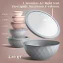 COOK WITH COLOR Mixing Bowls with Lids - 12 Piece Plastic Nesting Bowls Set includes 6 Prep Bowls and 6 Lids, Microwave Safe Mixing Bowl Set, Grey/Pink Diamond