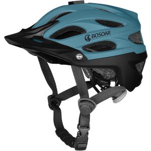 Bosoar Mountain Bike Helmet,Adult Cycling Helmet with Camera Mount and Detachable Visor for Men Women Youth,Suggested Fit 55-61 Cm (dark green)