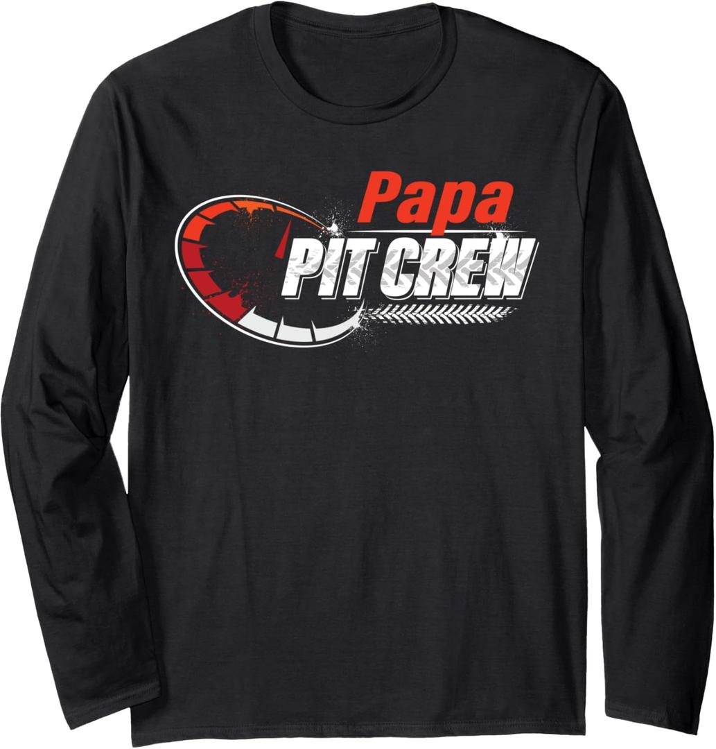 Race Car Birthday Party Racing Family Papa Pit Crew Long Sleeve T-Shirt L