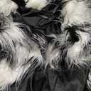 Shaggy Fluffy Faux Fur Coat Black and White Sweater Women's Extend Ankle Puffy Outwear, Small