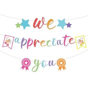 We Appreciate You Glitter Thank You Appreciation Banner for Staff, Nurse, Doctor, Teacher - Colorful Office Decor