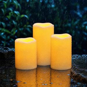 Homemory Outdoor Waterproof Flameless Candles with Auto Light Sensor, Flickering LED Pillar Candles, Dusk to Dawn Battery Operated Fake Candles Lanterns, Porch, Patio, Garden Decor, Set of 3