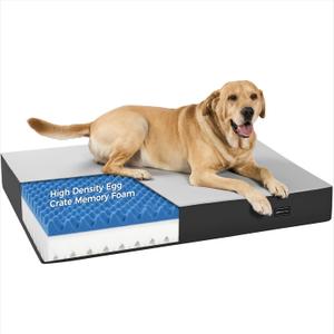 5 Inch Thick Orthopedic Dog Bed for Medium & Large Dogs, High Density Egg Crate Memory Foam with Support Foam, Waterproof Liner & TPU, Removable Washable Cover, Nonskid Bottom, 36"x27"x5", Grey