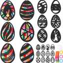 Fumete 36 Pcs Easter Egg Wooden Craft Kit, Arts and Crafts Set with Pre Cut Cardstock and Tissue Paper, DIY Stained Glass Style Suncatchers for Spring Window Art and Holiday Decor