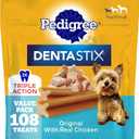 Pedigree Dentastix Dental Chews for Dogs, Small and Toy Breed Dog Treats, Original with Real Chicken, 1.63 lb. Bag (108 Treats Total) BBD: 05-30-26