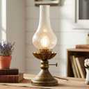 Rustic Lamp,Retro Bedside Lamps with Glass Lampshade,Suitable for Bedrooms, Living Rooms, Bars, Restaurants, Farmhouses, Kitchens,Bulb Included (Brass-Transparent Glass)